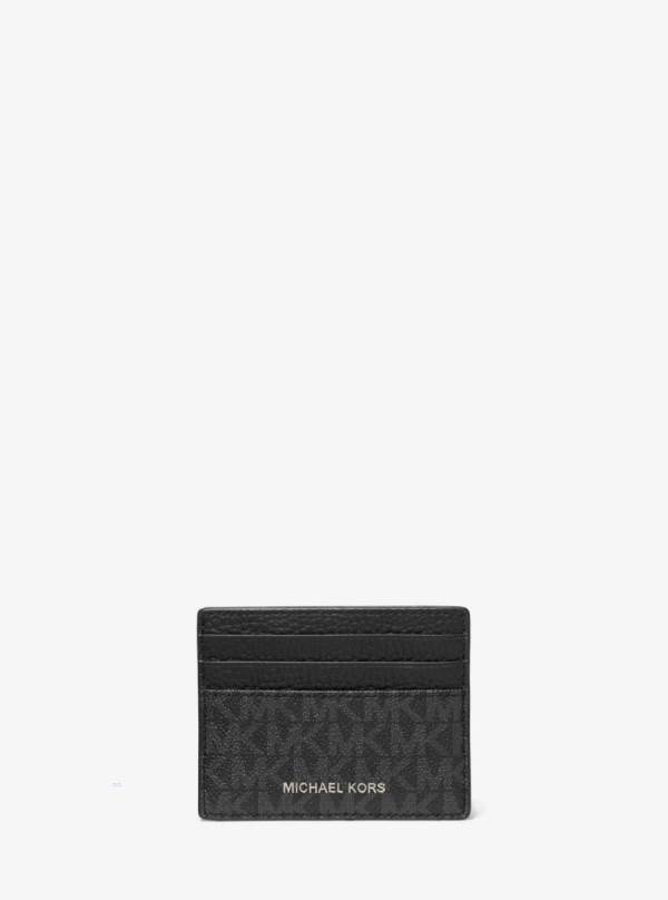 Panske Penazenky Michael Kors Hudson Logo and Crocodile Embossed Leather Tall Card Case Čierne - Doplnky Michael Kors Sleva | FBHTK-9185